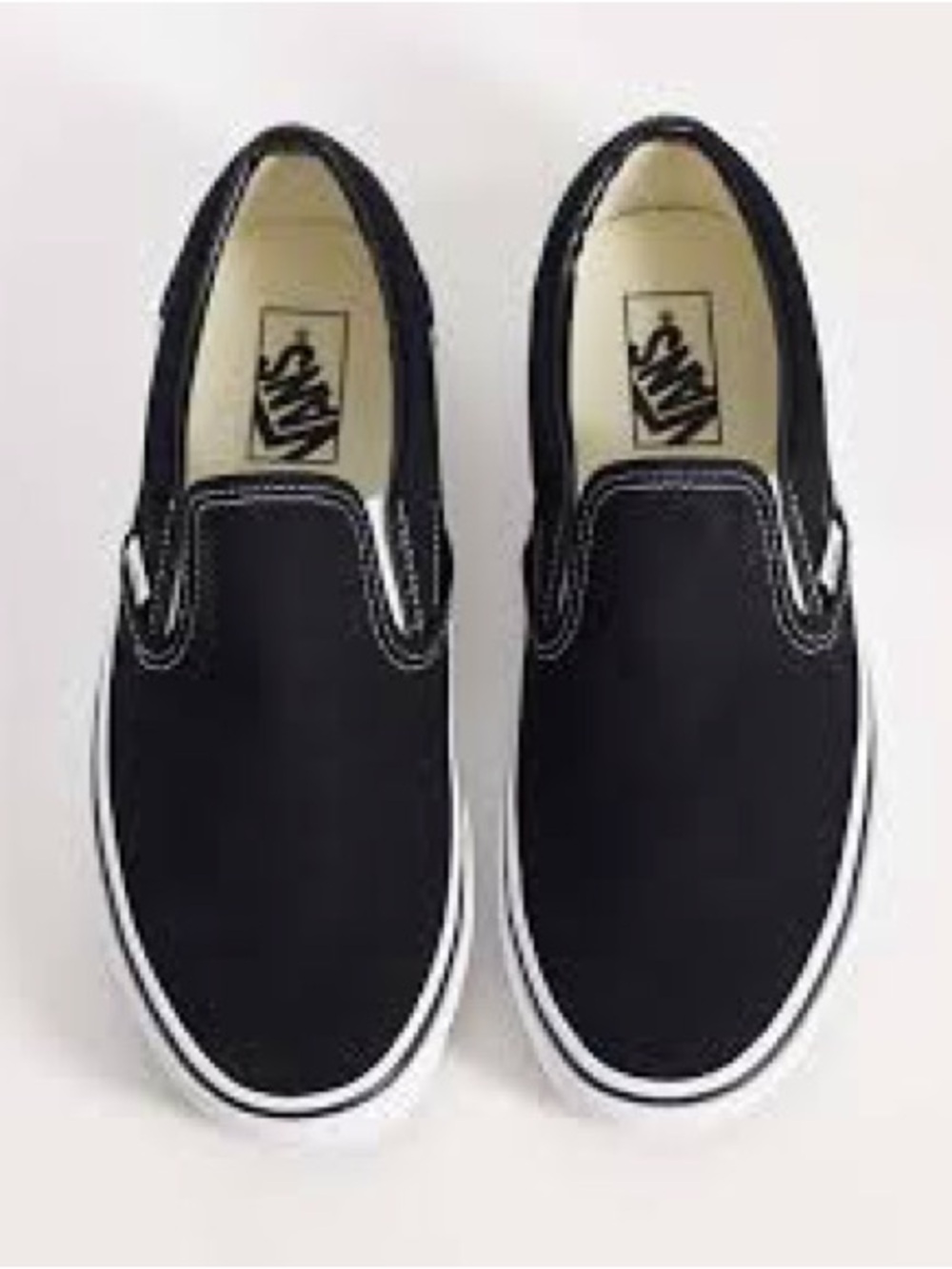 Vans Classic Slip-On Black & White Canvas Sneakers - Size women 6.5 men and